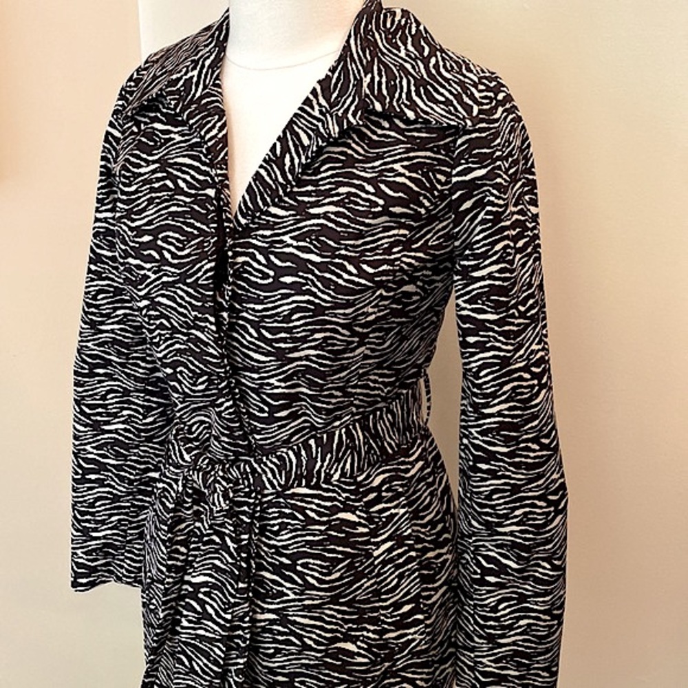 Sandro Studio Zebra Print SZ S Mob Wife Indie Sleaze Parisian Chic Trench Coat - Picture 6 of 13
